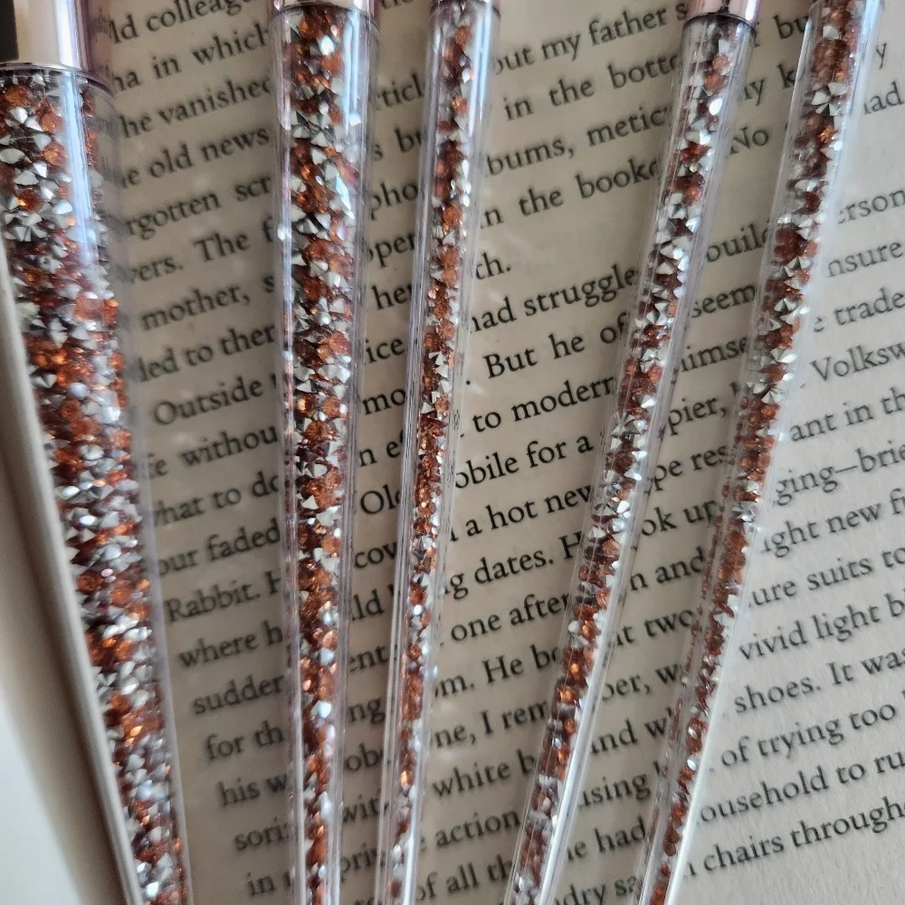 NWT 5pc Rose Gold Liquid Glitter Makeup Brush Set Sparkle